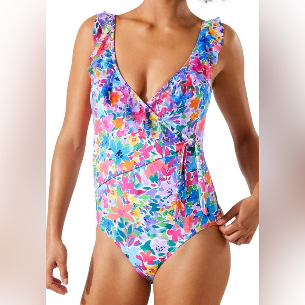 Tommy Bahama Watercolor floral wrap one piece